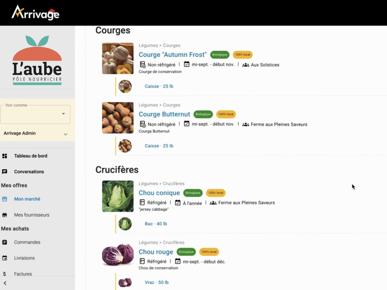 Arrivage checkout screen